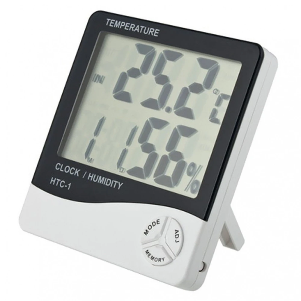 Digitale thermometer hygrometer en klok HTC1 met alarm en hoge nauwkeurigheid