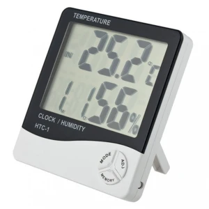 Digitale thermometer hygrometer en klok HTC1 met alarm en hoge nauwkeurigheid