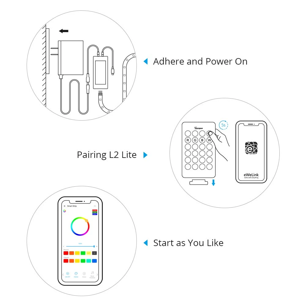 SONOFF L2 Lite 5 meter slimme wifi ledstrip met afstandsbediening en app
