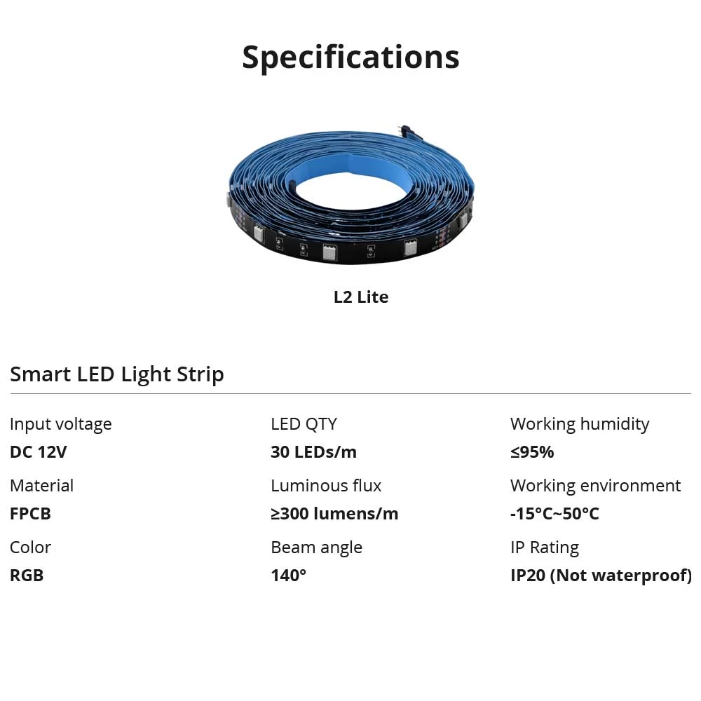 SONOFF L2 Lite 5 meter slimme wifi ledstrip met afstandsbediening en app