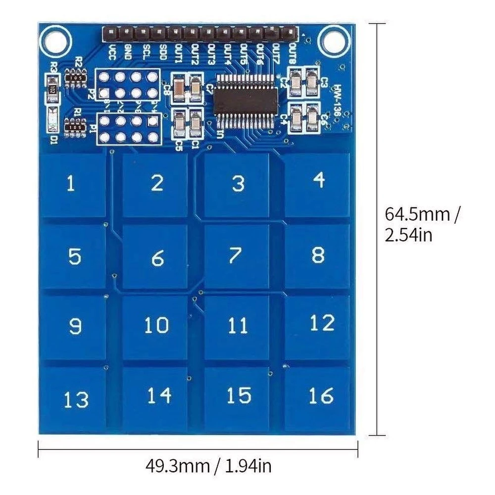 TTP229 capacitieve touchschakelmodule met 16 kanalen voor Arduino