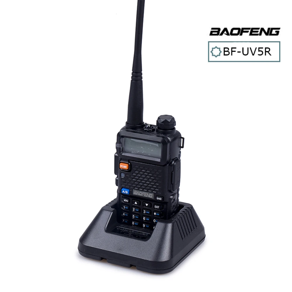 Baofeng UV-5R 8W walkie talkie met oortje en dual band VHF/UHF