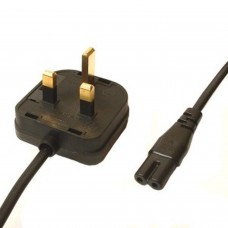 C5 Klaverblad Naar Uk Mains Power Cable Black - 1,8 Mtrs