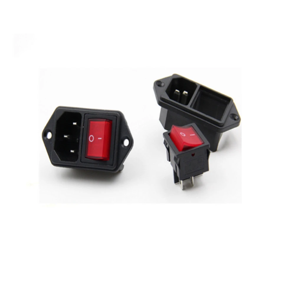 Vista lateral del zócalo con interruptor basculante AC03A